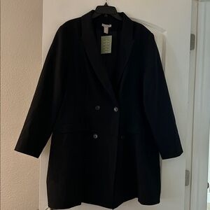 H&M Classic Black Double Breasted Blazer Style overcoat